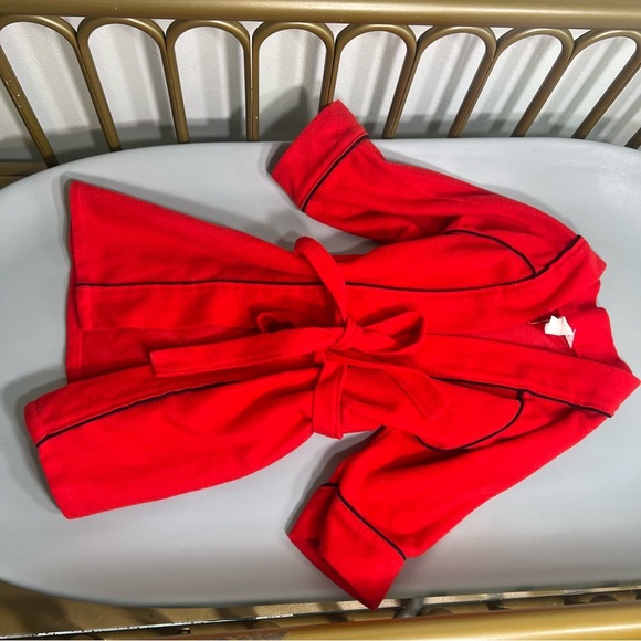 Vibrant vintage 100% cotton made in the USA Red flannel Robe no flaws size 2T - Picture 6 of 7